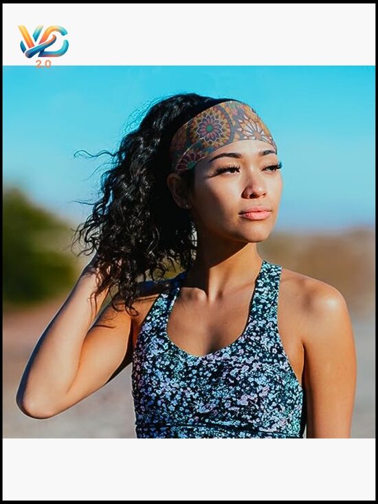 Floral Sport Headband for Running Workout Yoga Grip Moisture Wicking main image 6